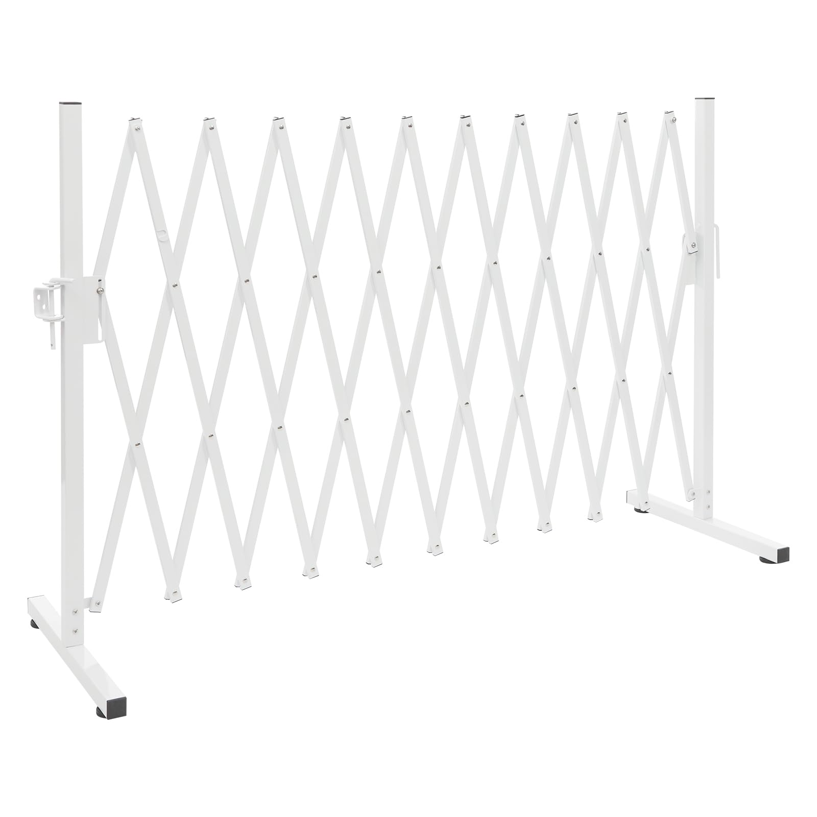 Undercat Expandable Metal Barricade, 11FT Folding Security Gate, Flexible Fence Mobile Barrier Gate, Portable Safety Barrier, White
