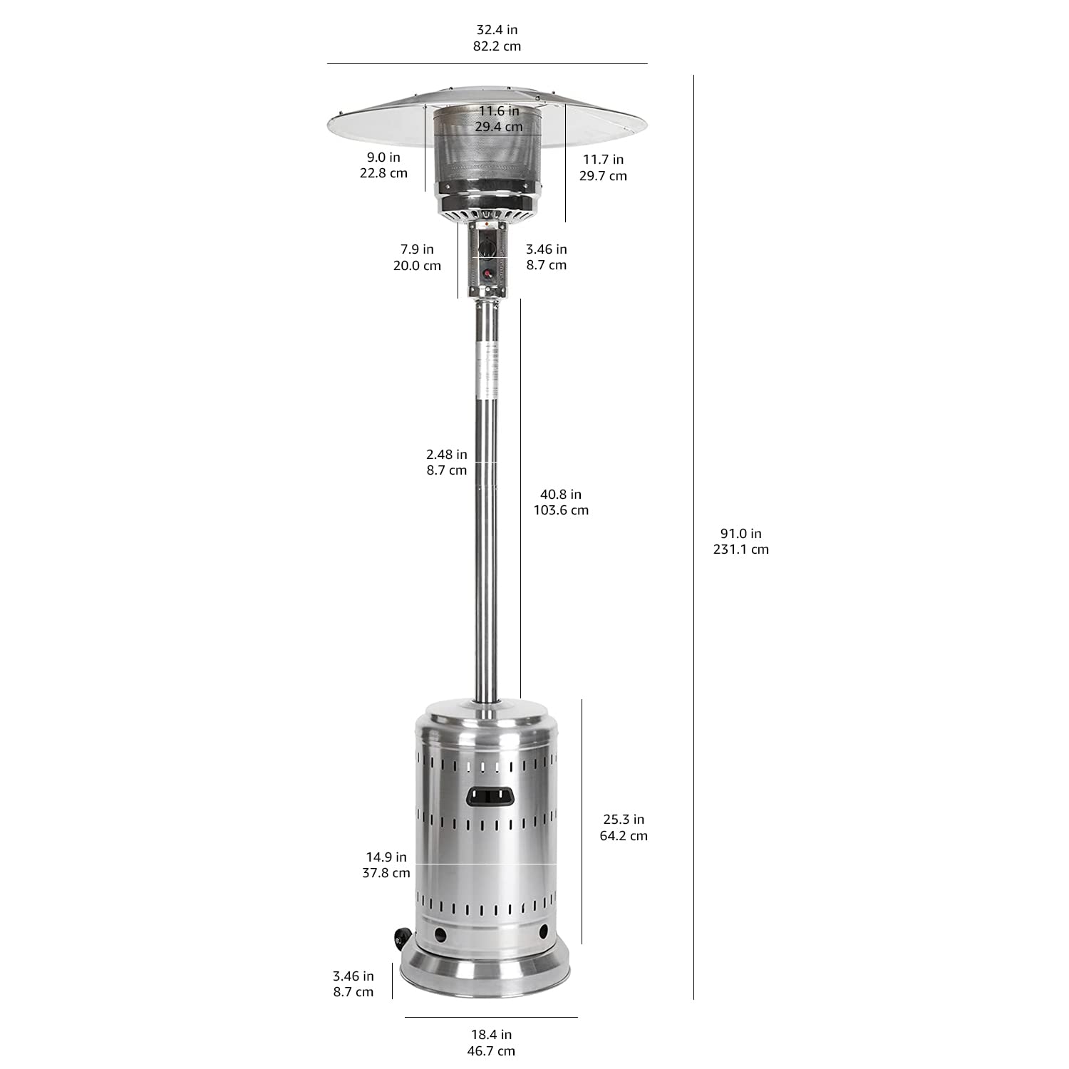 Amazon Basics 46,000 BTU Outdoor Propane Patio Heater with Wheels