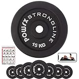Produkt - Gusseisen Hantelscheiben 30 kg Set (2 x 15 kg) I Farbe: Schwarz I Material: Gusseisen I Inkl. Link interaktives Workout Poster per Mail in Ihrer Versandbestätigung.