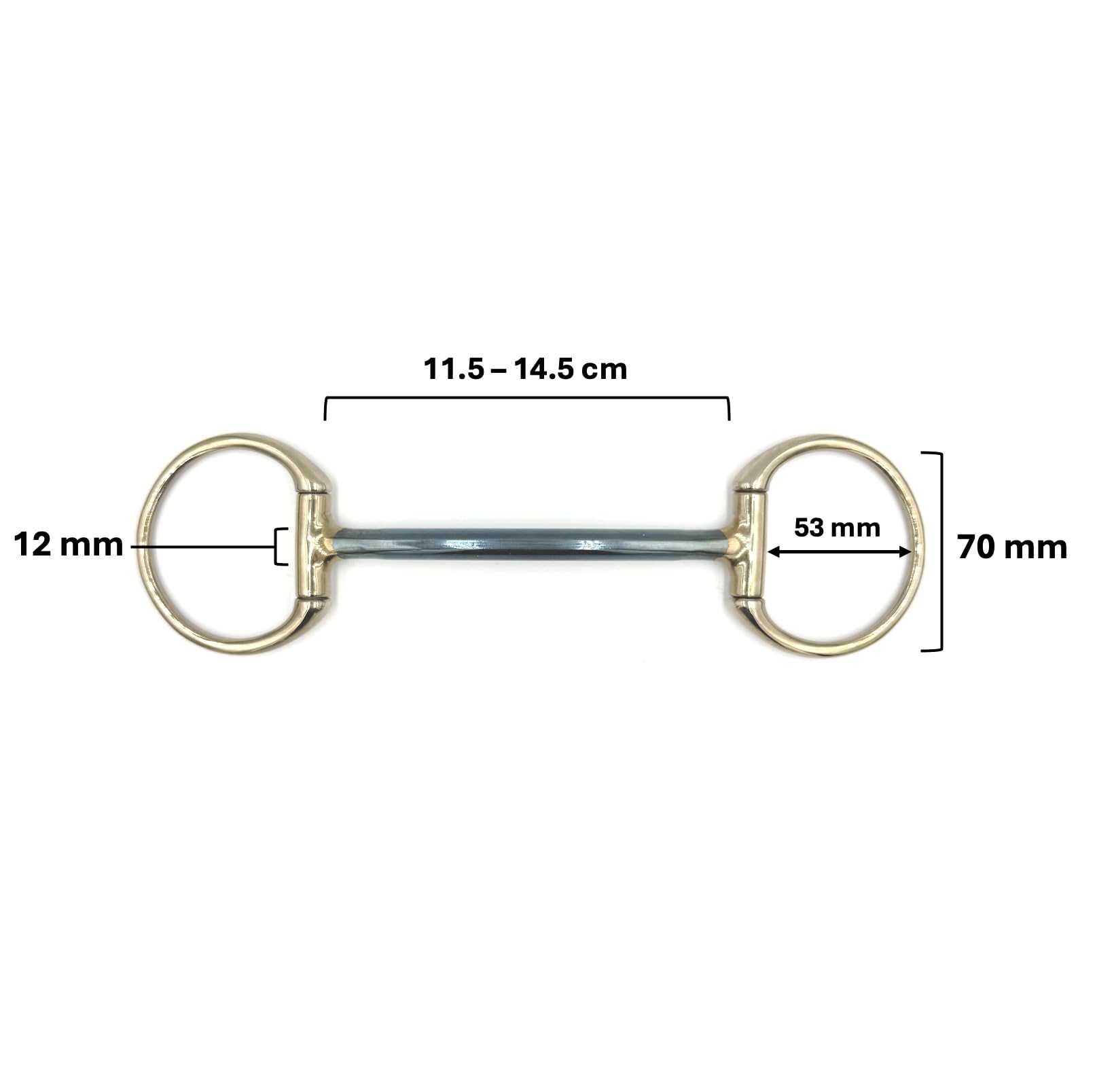 ES0019 Gebiss Olivenkopfstange Stangengebiss mit Sweet Iron aus Edelstahl Ringdurchmesser 70 mm Gebissstärke 12 mm (13.5 cm)
