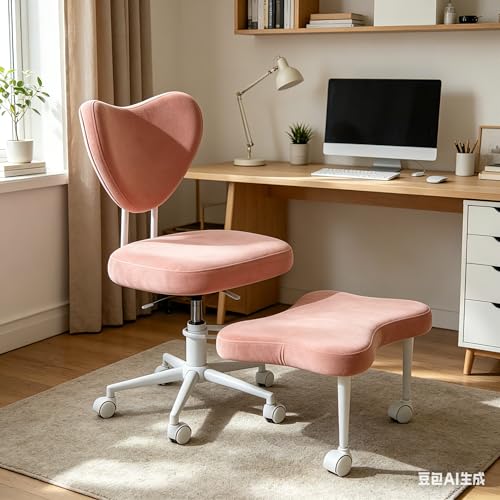 Image of Meditation Chair, Ergonomic Cross-Legged Seating Chair with Lumbar Support and Height-Adjustable Seat Cushion, Ideal for People Engaged in High-Intensity Office Work, Pink