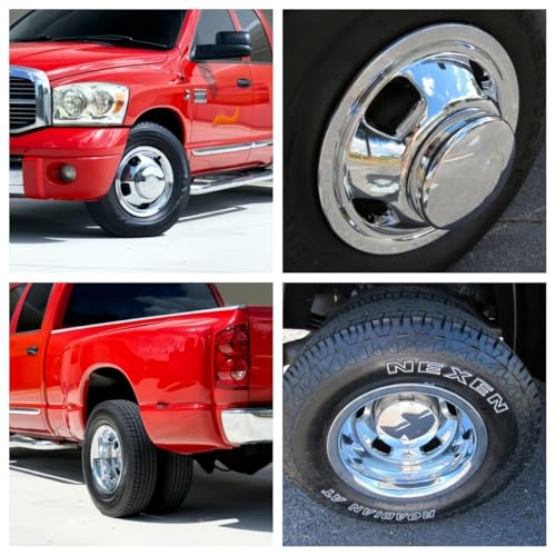 Image of 4pcs 17 Anti Rust Polished Stainless Steel Dually Wheel Simulators, Waterproof Replacements Bolt On Wheel Cover Removable Centre Cap,8 Lug Hubcap Fit for 03-18 Dodge Ram 3500 03-09 2500