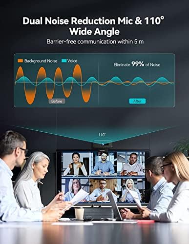 TECKNET Full HD 1080P Webcam, Computer Web Camera with Dual Noise-Reducing Microphone, USB Webcam with Privacy Cover for PC/ Laptop/Mac/Video Call/Live Streaming/Online Learning, Plug & Play