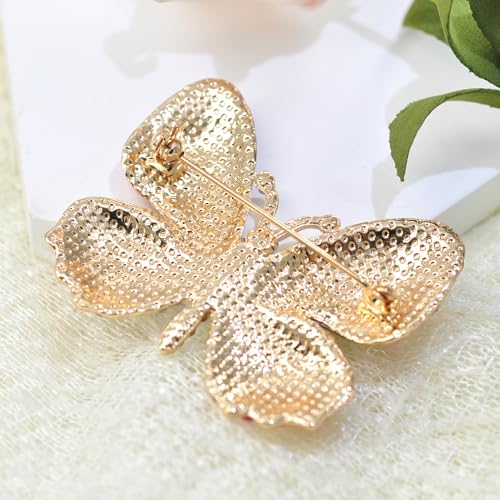 Image of Gyn&Joy Multi-Color Crystal Rhinestone Winged Butterfly Pin Brooch BZ030