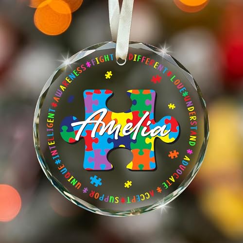 Fastpeace Personalized Autism Awareness Ornament – Custom Puzzle Piece Design