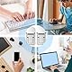 SGERUFZ 4PCS Portable Keyboard Riser, Selbstklebende Mini-Laptop-Ständer, Unsichtbarer Computer-Tastatur-Ständer für Schreibtisch, Faltbare Laptop-Füße mit Anti-Rutsch-Silikon (Schwarz, Silber)
