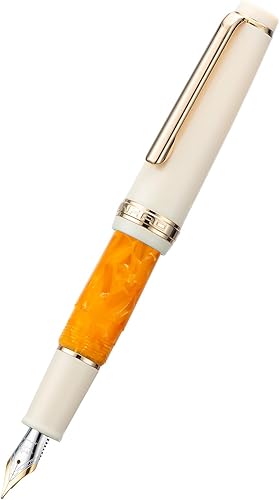 Miniatura 4 de Jinhao 82 Mini pluma estilográfica extra fina, bolígrafo acrílico naranja con borde dorado con juego de convertidor