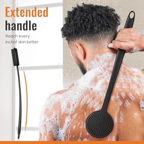 image for VWMYQ Silicone Back Scrubber for Shower, 17in Lengthen Long Handle Bod