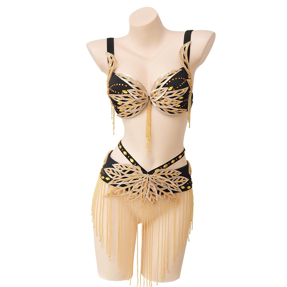 ROYAL SMEELA Abbigliamento per Danza del Ventre Donna Costume di Ballo Orientale Nero Adulto Cintura E Reggiseno con Paillette