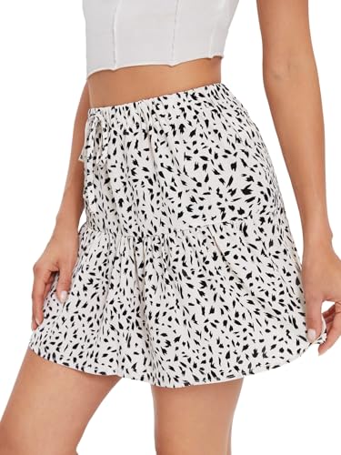 All Over Print Tie Front Ruffle Hem Skirt