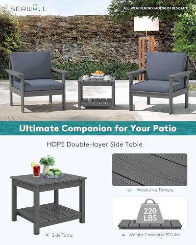 Image of SERWALL HDPE Patio Conversation Set with Side Table