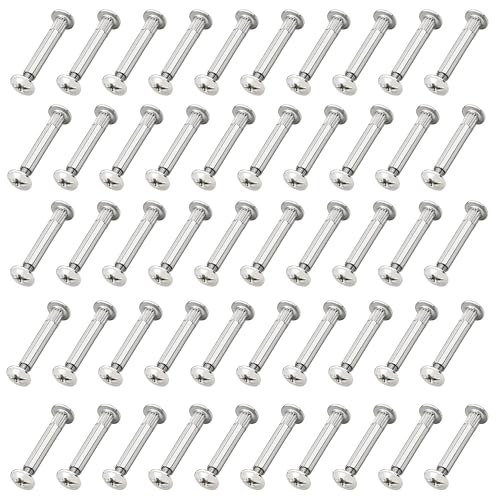50Pcs Furniture Bolts, M4 Bolts, Metal Kitchen Cabinet Connectors for Cabinet Connections, Door Handle Screws for Connecting and Fixing Furniture, Cabinets, Bookshelf Door Handles, Etc.