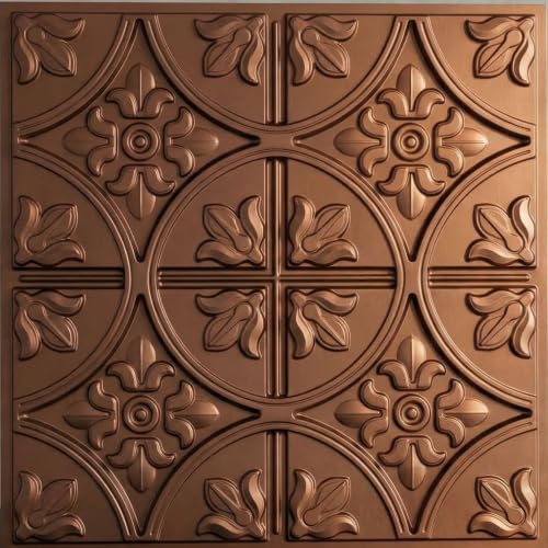 Image of Kayra Decor PVC Ceiling Panel 60x60 cm |Ornamental Floral Panel|Red Copper|12 Tiles Cover 48 Sq Ft| Modern False Ceiling|Royal & Elegant Finish
