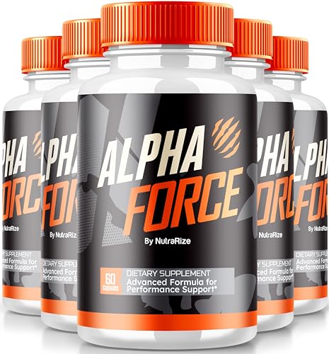 NutraRize (Pack of 5 Alpha Force Capsules All Natural Pills to Support Energy and Performance Nutritional Formula for Overall Health Official AlphaForce Review (300 Capsules)