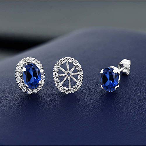 Gem Stone King 925 Sterling Silver Gemstone Birthstone Halo Removable Halo Jacket Stud Earrings For Women | Oval 7X5MM | Fine Jewelry Gifts for Her Mom Women Wife3