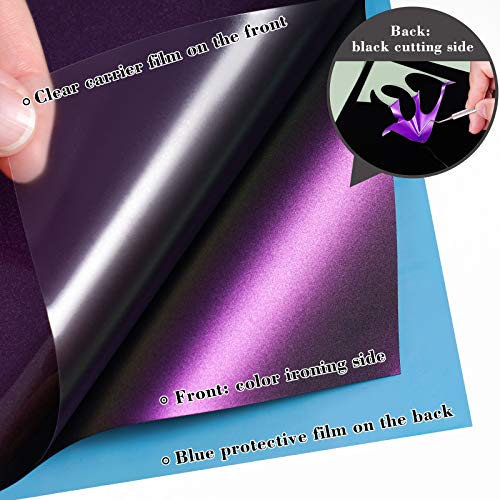 NiArt Heat Transfer Vinyl Iron-On 12PCS 9.8\"X12\" PU HTV Sheets 9 Chameleon Gradient Change Colors DIY Tool Set Fabric Textile T-Shirt Heat Press Art Craft Holiday Home Decoration Mask Garment Clothing
