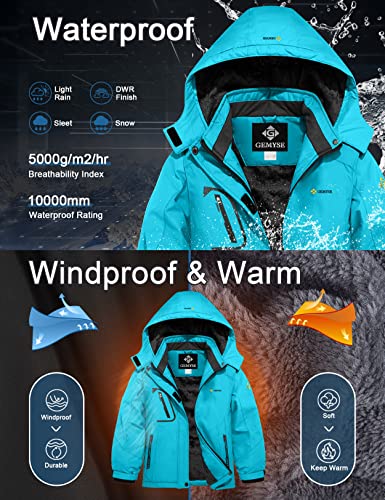 Gemyse Girl's Waterproof Ski Snow Jacket Fleece Windproof Winter Jacket With Hood (Light Blue,6/7) #TOP4