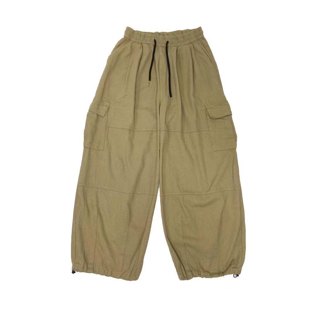 Pantalones de paracaídas tipo cargo para hombres y mujeres, holgados, Harajuku, de cintura baja, Y2K, pantalones Grunge, unisex, Caqui, XX-Large