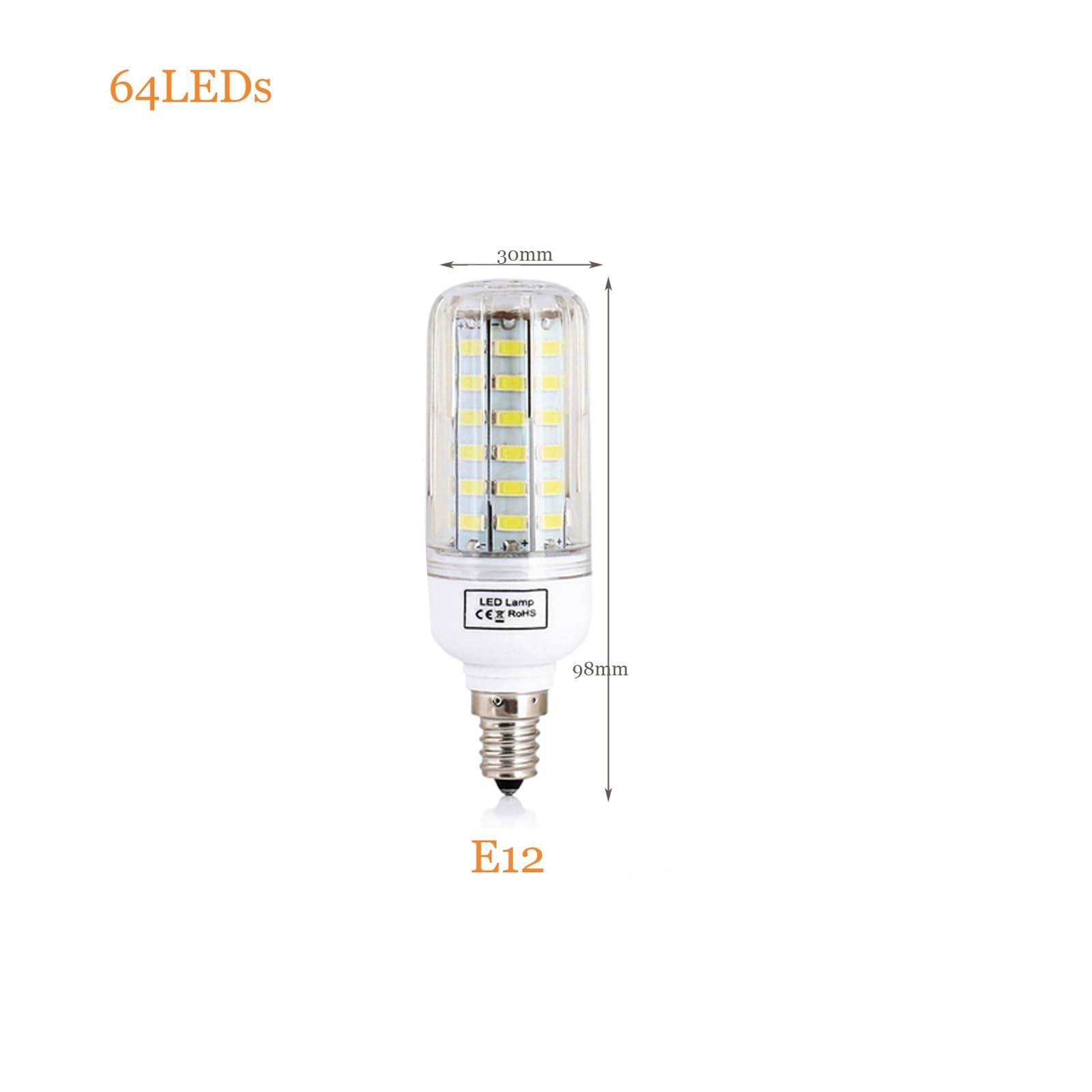 Żarówki LED Do Kukurydzy E12 Podstawa Śrubowa 5730 SMD 12W 15W 20W 25W 30W Jasna Biała Fajna Ciepła Lampa Strona Główna Niskie ZużYcie Energii(Warm White,64 LEDs)