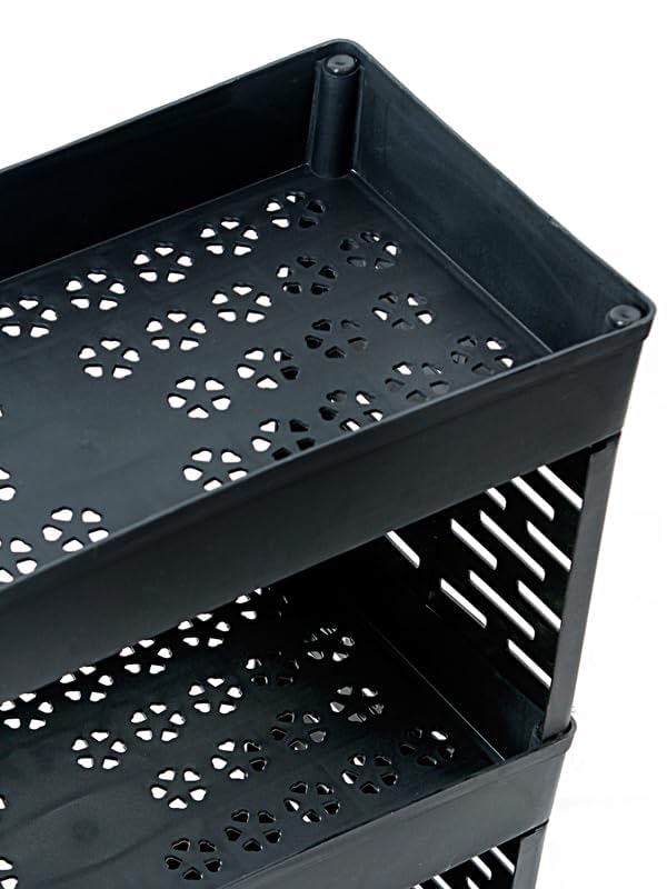 Image of Radiant Multipurpose Plastic Trolley with Dish Rack for Kitchen Fruit Vegetable Storage Basket Modern Organizer Stackable Shelf Cart Kitchenware Food, Snacks, Toys, Tiered Shelf (3 Layer)