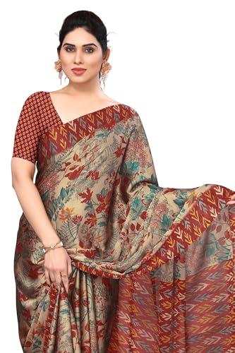 Image of MIRCHI FASHION Saree for Woman Chiffon Floral Printed | Breathable Lightweight Summer Sari for Office and Home Use with Blouse Piece (Available in 20 Colors)