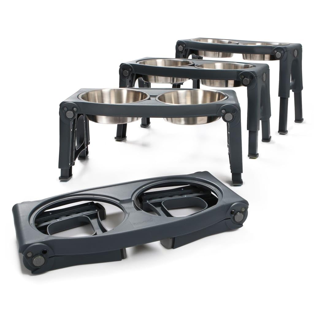 Dexas Alimentador Doble para Mascotas de Altura Ajustable con Cuencos de Acero Inoxidable