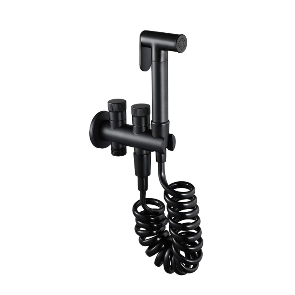 Kit de rociador de inodoro portátil Rociador de pañales de tela portátil de mano for inodoro Fácil de instalar Grifo de baño con control de presión ajustable Negro