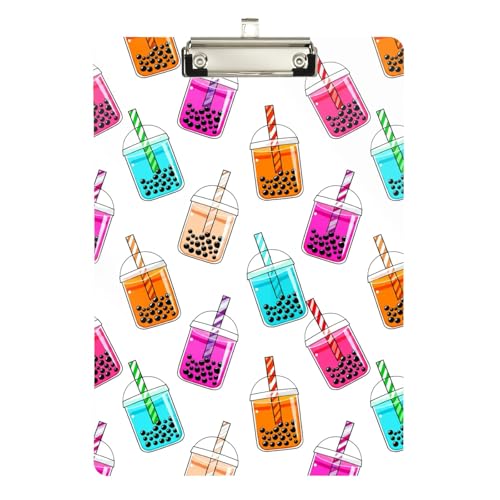 かわいい漫画バブルティーホワイト両面プリントトラベルクリップボード、看護師、教師用、12.5インチ x 9インチ。