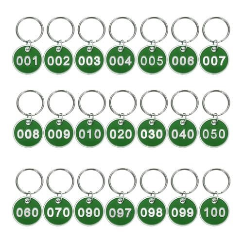 Étiquettes numérotées en aluminium vert uxcell 30 mm résistantes avec anneaux