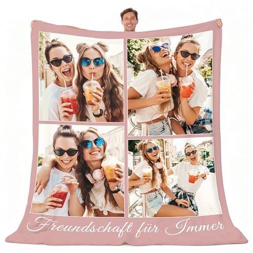 Giftove Personalisierte Decke mit Foto, 100% Flanell Kuscheldecke...