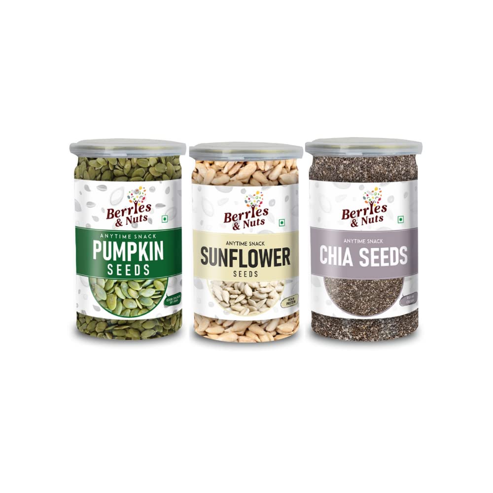 Berries And Nuts Pumpkin, Sunflower & Chia Seeds Combo | Pumpkin Seeds 200 Grams, Sunflower Seeds 200 Grams & Chia Seeds 250 Grams (B0B3TRXBB5) Amazon Price History, Amazon Price Tracker