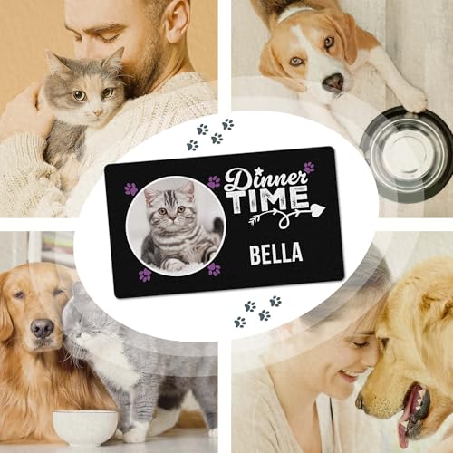 PR Print Royal Napfunterlage mit Name und Foto selbst gestalten - Dinner Time - Futtermatte für Hunde & Katzen - Personalisierte Geschenkidee, Waschbar | 60 x 35 cm, rutschfest
