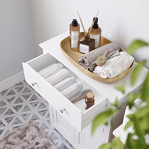 Vasagle Bathroom Storage Cabinet Free Standing, With Drawer And Adjustable Shelf, Kitchen Cupboard, Wooden Entryway Storage Cabinet, 23.6 X 11.8 X 31.5 Inches, White Ubbc61Wt #TOP4