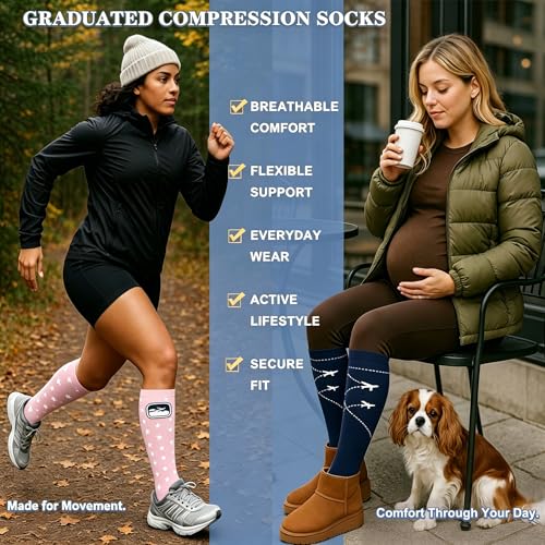 Image of Sooverki Compression Socks for Women and Men Circulation (3 /4 Pairs) is Best Support for Running Athletic Cycling Hiking