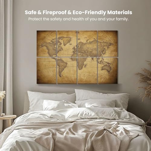 Paneles acústicos decorativos estilo retro mapa mundial, paquete de 8, reducción de ruido para oficina 48x32 pulgadas miniatura 4
