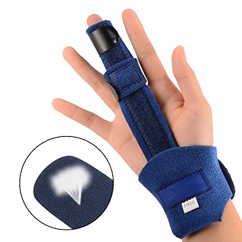 Kreema Trigger Finger Extension Splint Tablilla ajustable transpirable para la inmovilizacion del nudillo del dedo, fracturas del dedo Pain Relief
