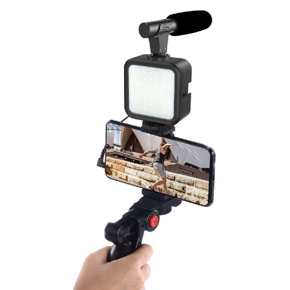 Smartphone Video Recording Kit Vlogging Kit Mini Tripod Shotgun Microphone Led Fill Light Mobile Content Creation Kit for YouTube Instagram Reels Tiktok Filmmaking-image-21