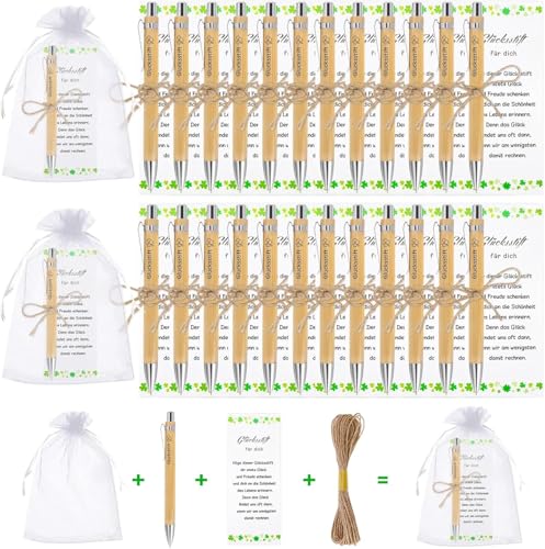 Grillix 24 Set di Regali Penne Portafortuna, con 24 Motivazionali Biglietti, Ispirazioni Penna e Sacchetti di Organza, Molto Eleganti, Per Amanti, Amici per Anniversari、Compleanno e Laurea Regali
