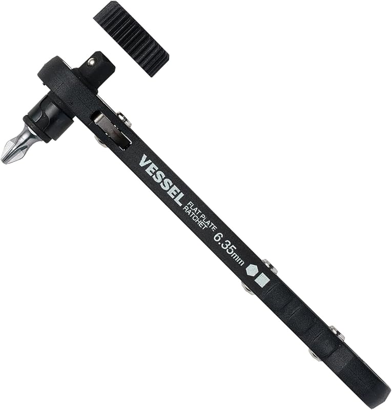 Chave de Fenda Catraca de Perfil Fino VESSEL TD-71 Preta com 2 Bits Phillips