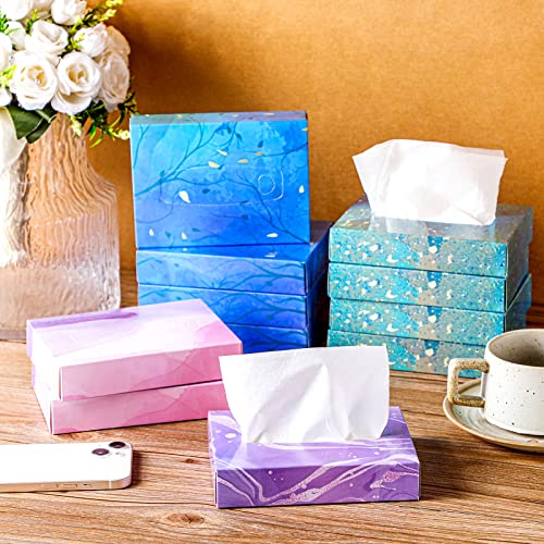 Image of Yinder 24 Packs 960 Sheets Tissue Cube Car Facial Boxes Disposable Facial Travel Tissues Holder Soft Watercolor Boxes 2 Ply 40 Sheets for Wedding Household Car Kitchen Bathroom(Stylish)