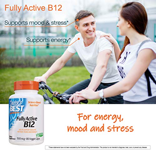 Doctor's Best Fully Active B12 1500 Mcg, Supports Energy, Mood, Circulation, Non-Gmo, Vegan, Gluten Free, 180 Count #TOP4