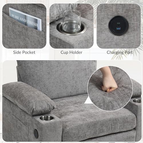 Sillón Sofa Chaise Plegable Chenille Gris miniatura 4