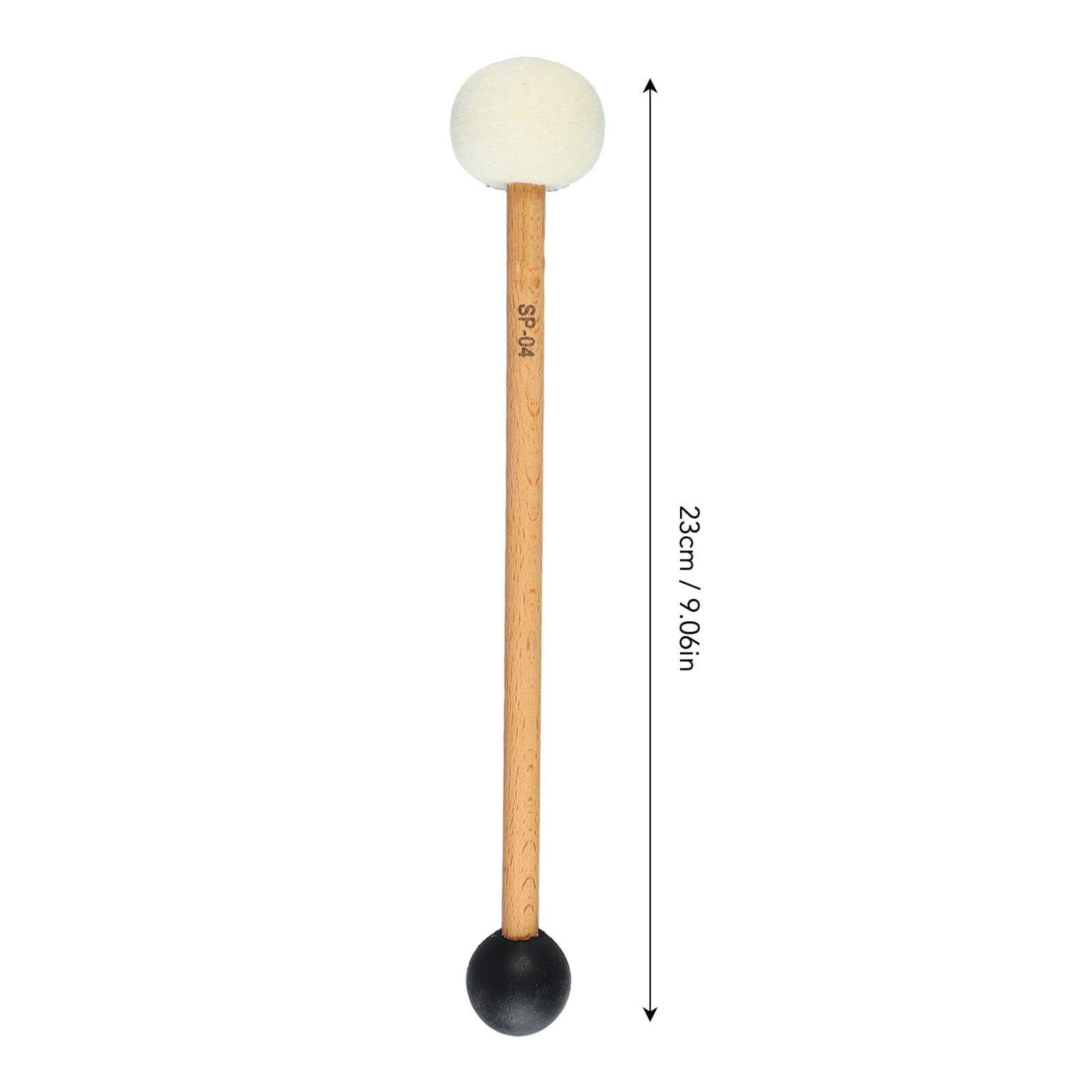 Antislip Bass Drum Mallet Percussion Stick Hammer with Soft Felt and Wooden Handle for Musical Performance (Black and White SP 04 23cm),Tandrum