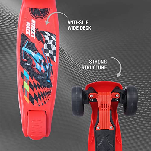 Image of R For Rabbit Road Runner Lite Skate Scooter for Kids of Age 3 to 14 Years Age,Kids Scooter with 3 Adjustable Height, Foldable, LED PU Wheels & Weight Capacity 50 kgs Kick Scooter with Brakes(Red)