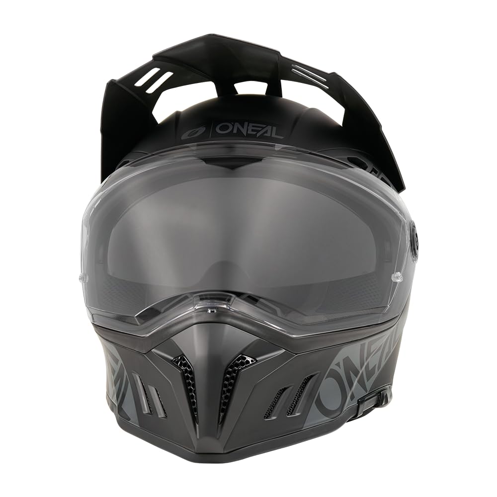 O'NEAL SIERRA RS SOLID MX Motocross Adventure Helm mit Außenschale aus hochwertigem ABS, extrem stoßfest & robust - Innenfutter herausnehmbar, gut belüftet, Extra großes Sichtfeld, Schwarz, Größe M