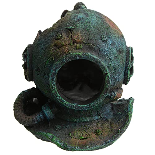 Image of Saim Aquarium Sunken Submarine Helmet Decorations,Realistic Vintage Noah's Ark Shipwreck Fish Tank Decorations,Fish Tank Accessories for Betta Medium Fish Tank Decor