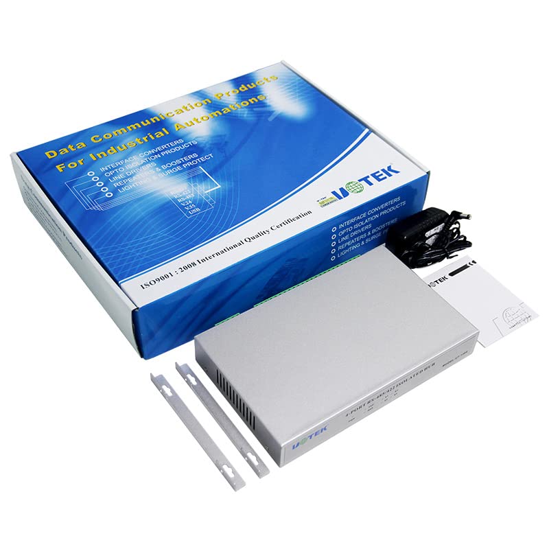 UOTEK RS485/422 Hub Industrial Grade RS-485/422 to 4 Ports RS-485/422 Hub with 3KA Lightning Surge Protection for Outdoors