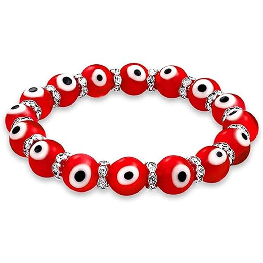 Colorful Turkish Glass Bead Good Luck Protection Evil Eye Stretch Bracelet Rondelle Crystal Spacer Stackable Protection More Colors for Women Teens