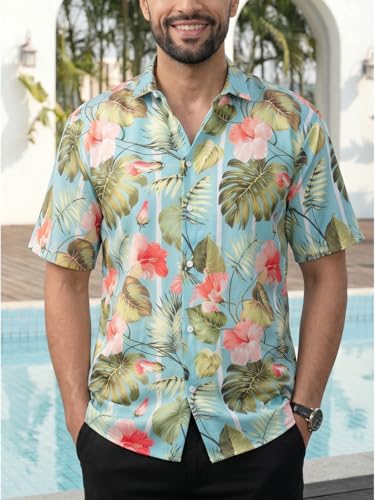 Image of BROWN CULTURE Men Loose Fit Casual Shirt | Oversized Cotton Blend Half Sleeve Shirt | Relaxed Fit Printed Fashion Shirts | Stylish Modern Graphic Streetwear Top for Men
