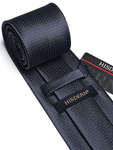Image of HISDERN Plaid Ties for Men Classic Checkered Tie and Pocket Square Cufflinks Tie Clip Set Woven Men's Necktie Business